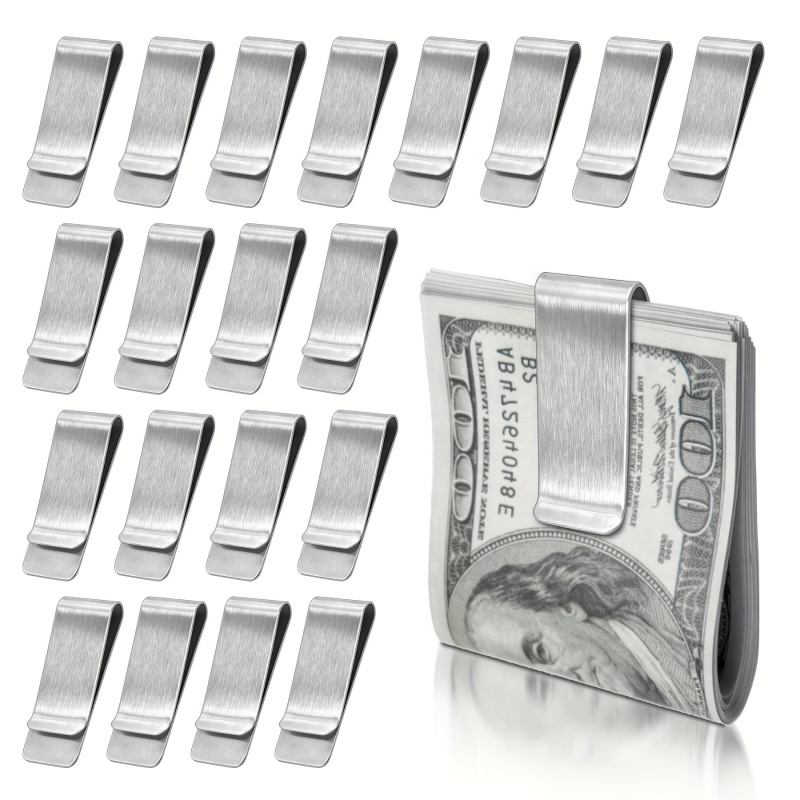 Money Clip Magnetic - 20 SZT. Stalowy, srebrny, smukły portfel